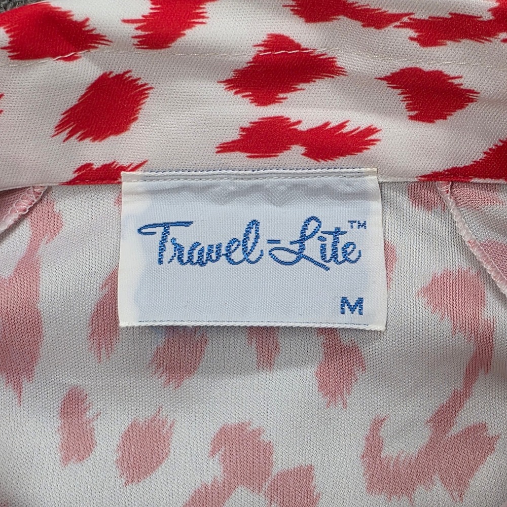 Travel-Lite Vintage‎ Red White Animal Print Zip Mock Neck Dress Medium - Picture 6 of 9